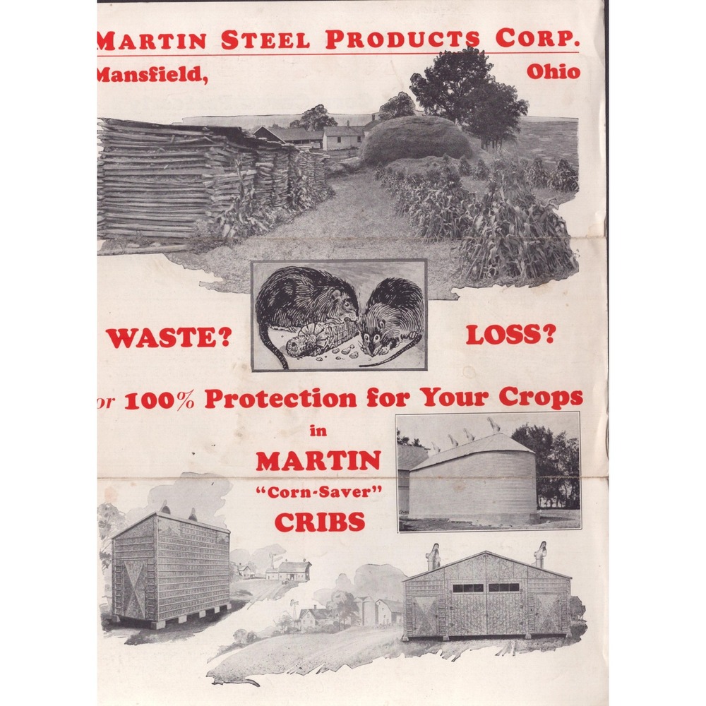 Vintage Martin Steel Products Corp Corn-Saver Cribs Advertising Brochure Ohio - Picture 1 of 3